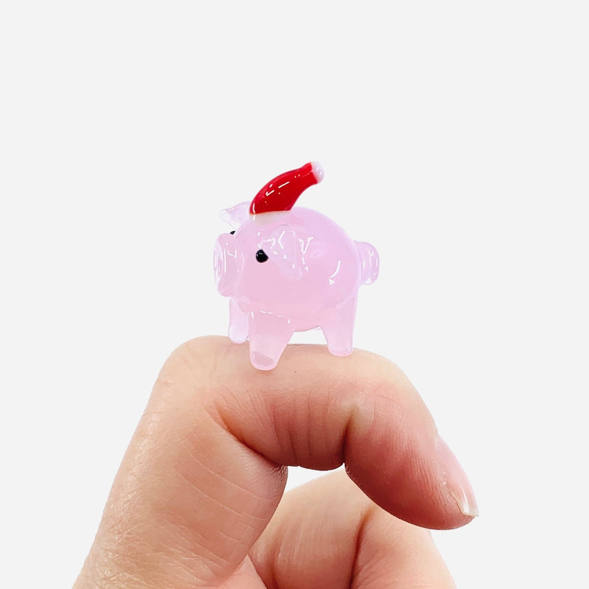 Tiny Glass Santa Piggy Miniature GANZ 