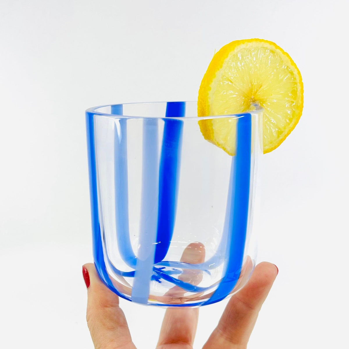 Striped Glass Tumbler, Powder Blue Decor One Hundred 80 Degrees 