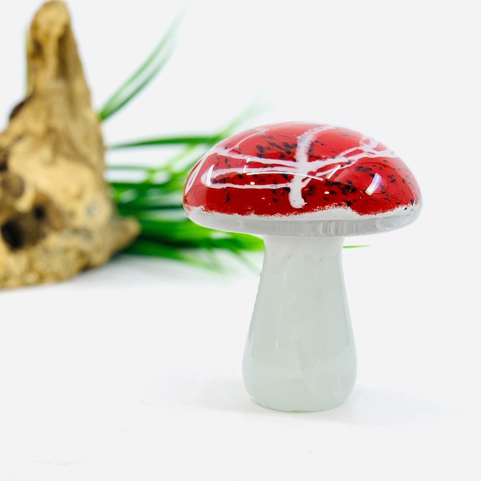 Large Glass Mushroom, Red Cap Decor Chesapeake Bay 
