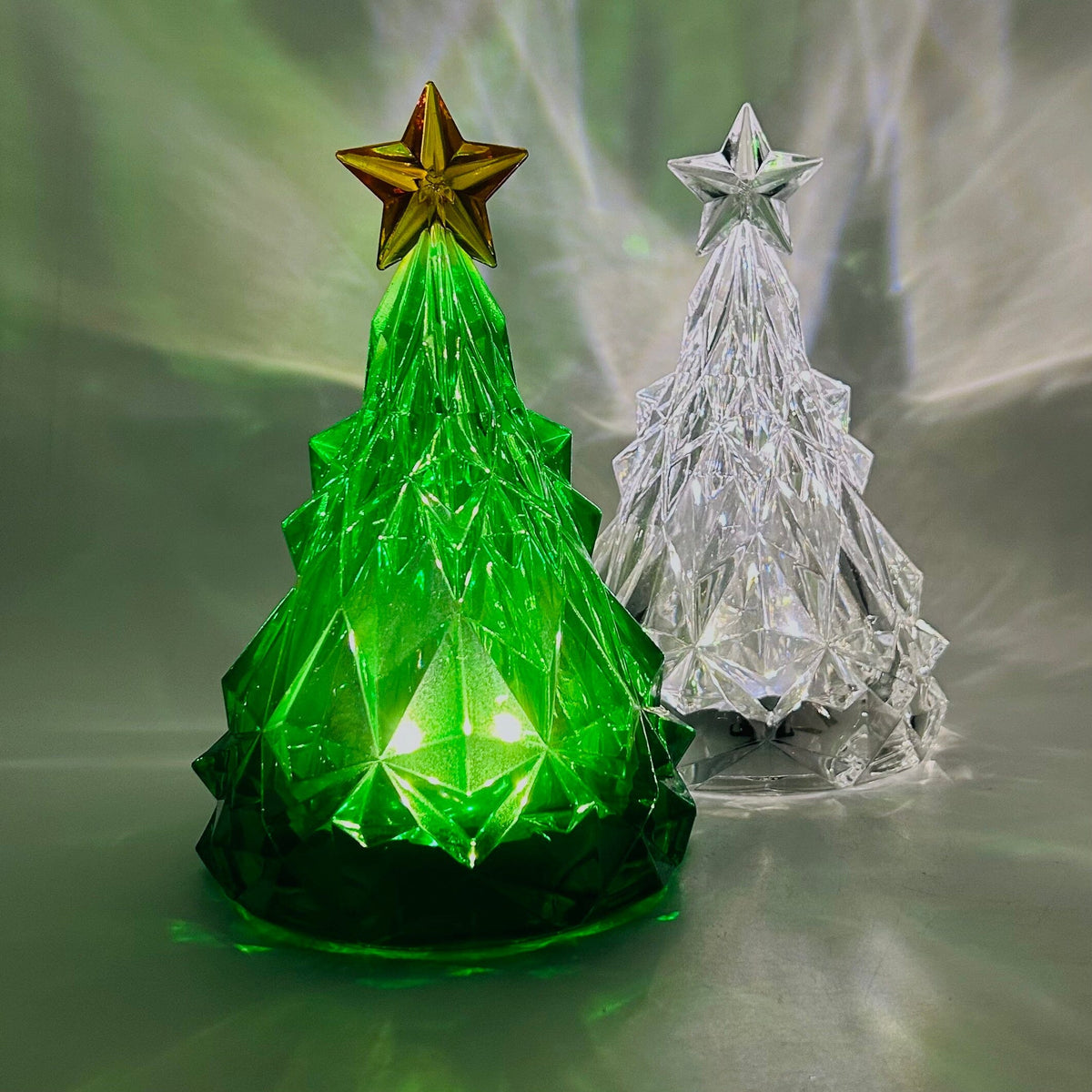 Acrylic Light-Up Crystal Cut Tree, Clear Decor GANZ 