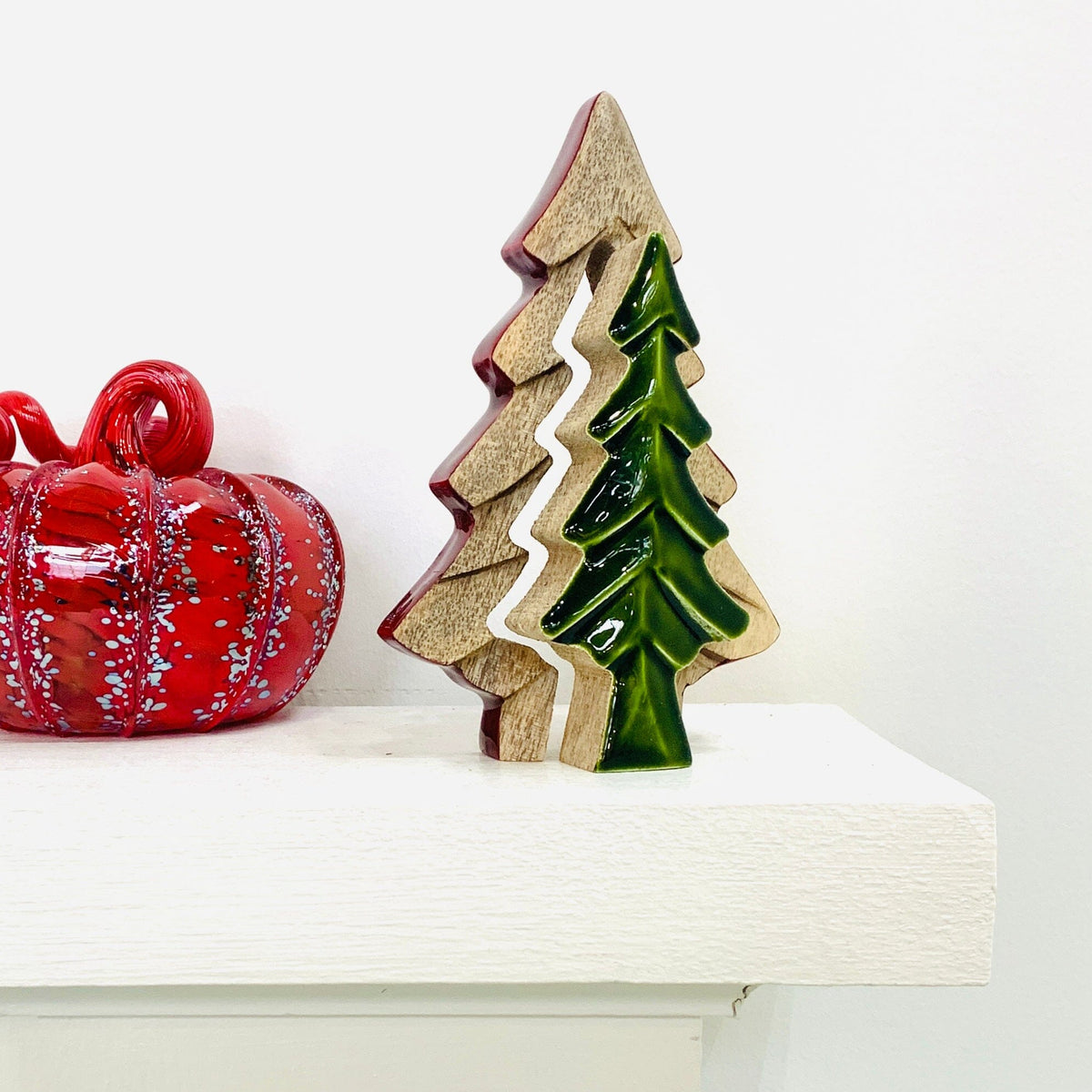 Green Enamel Wooden Tree Décor, Small Oak Street 