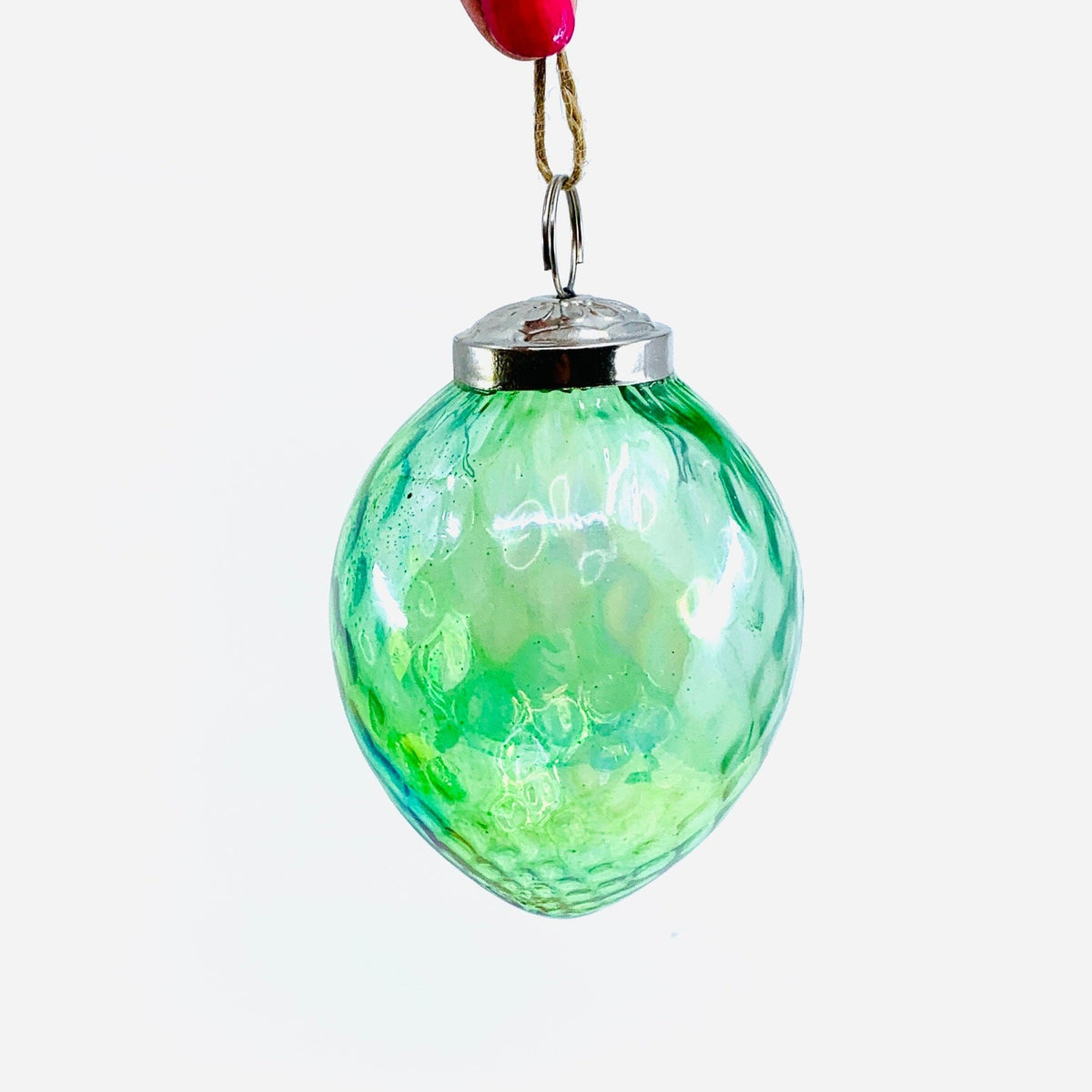 Optic Glass Oval Ornament 33, Lime India House Brass 