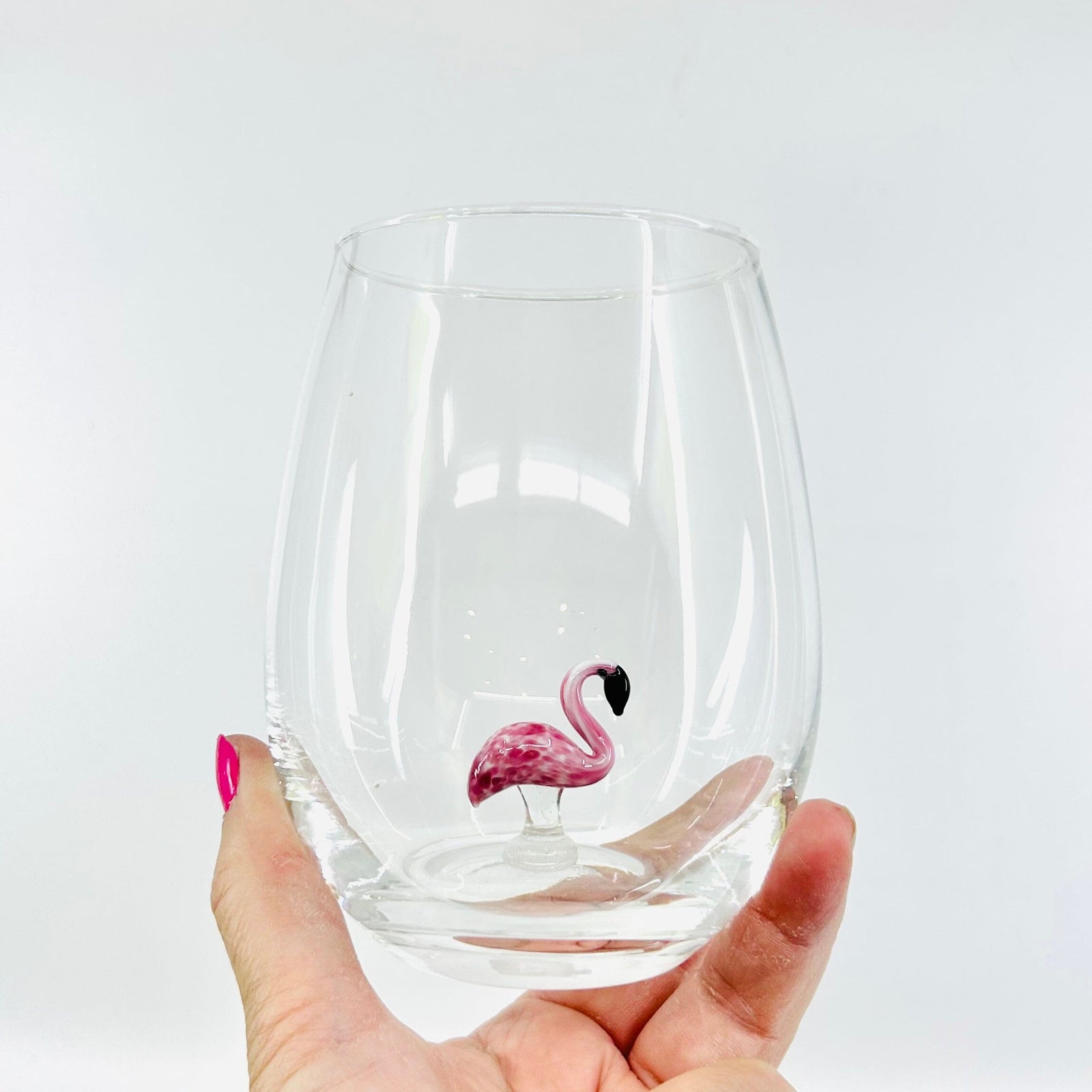 16 oz Large Pour Wine Glass and Flamingo Set Decor Chesapeake Bay 