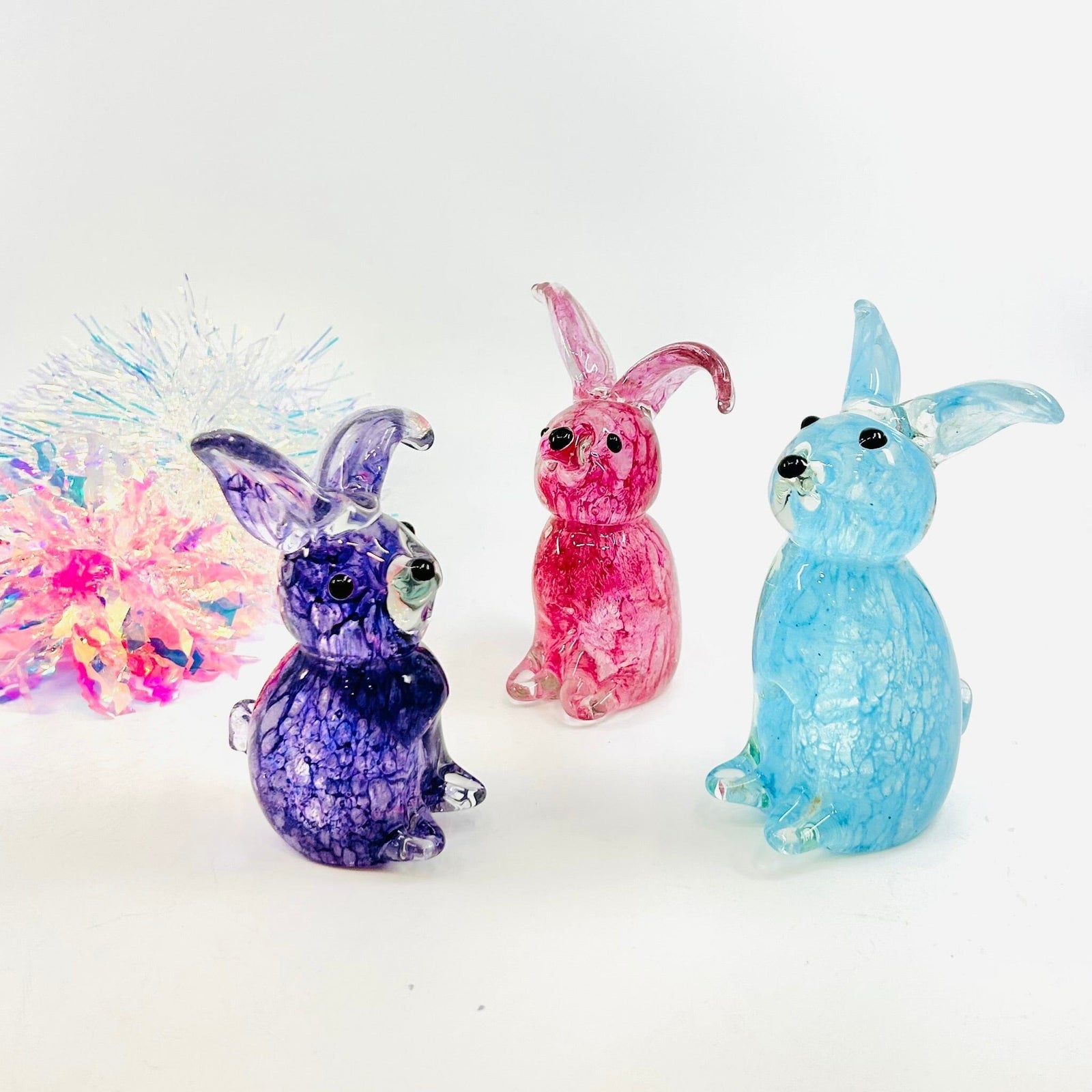 Baby Glass Bunny, Fluffy Blue Bum Decor Chesapeake Bay 
