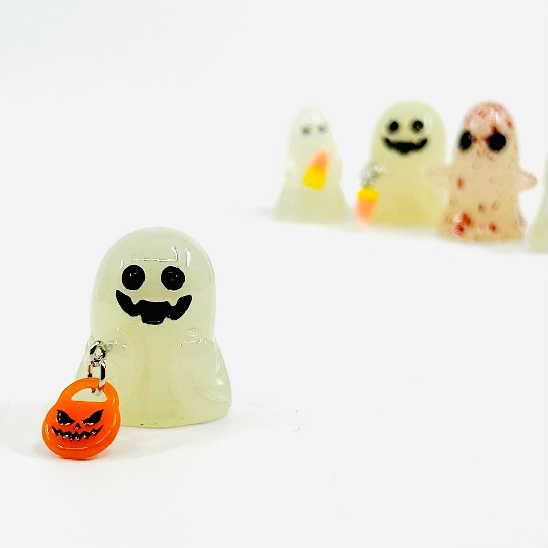 Miniature Glass Glow in The Dark Ghosts, Bucket - 