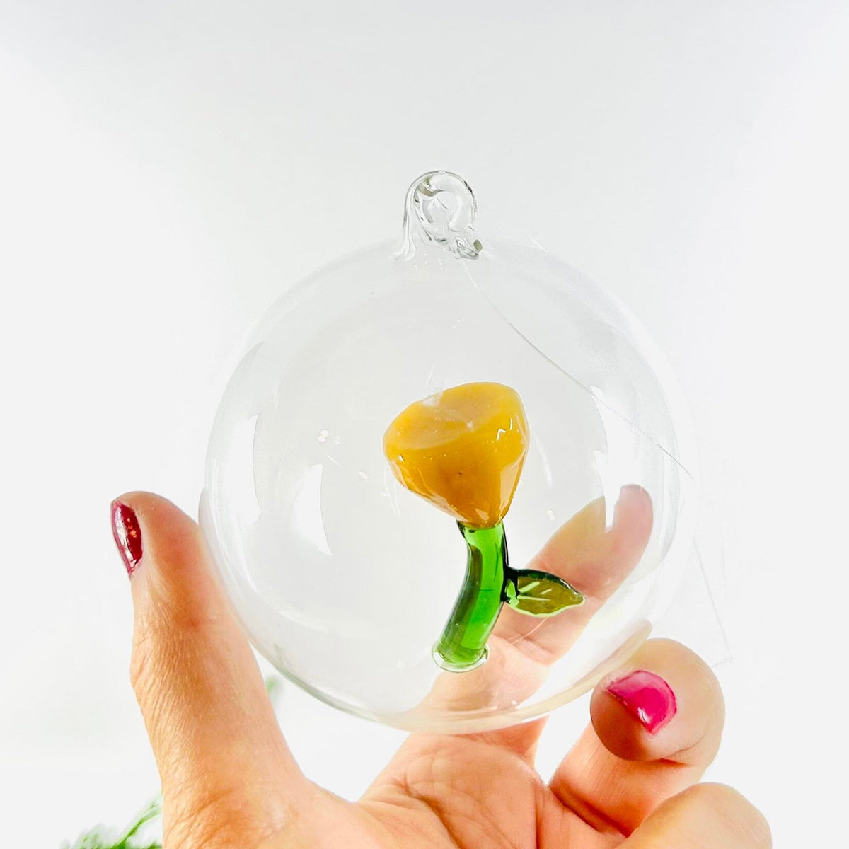Glass Icon Ornament, Amber Flower ICHENDORF 