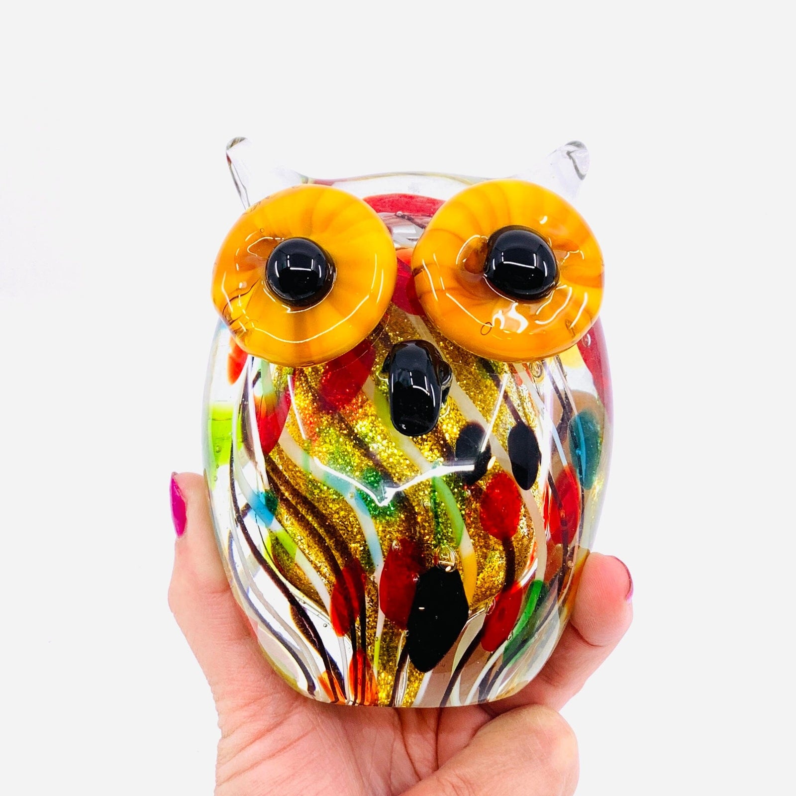 Glass Hooty Fruity Owl Paperweight Decor Chesapeake Bay 
