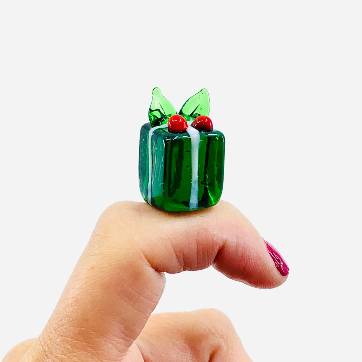 Tiny Christmas Figurine - Holiday Presents Miniature Alex Green Holly 