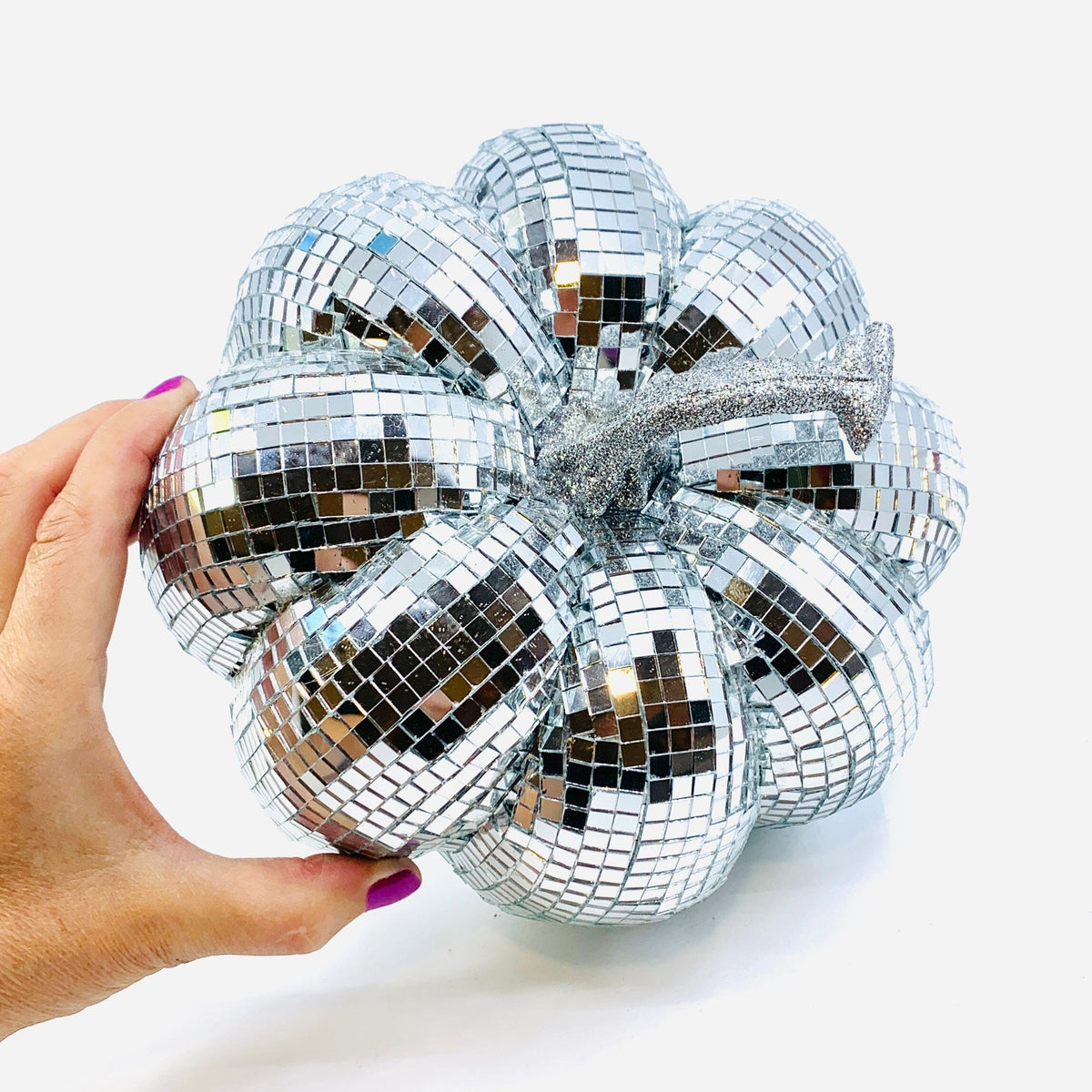 Mirror Ball Pumpkin, Silver Squat Diamond Star 