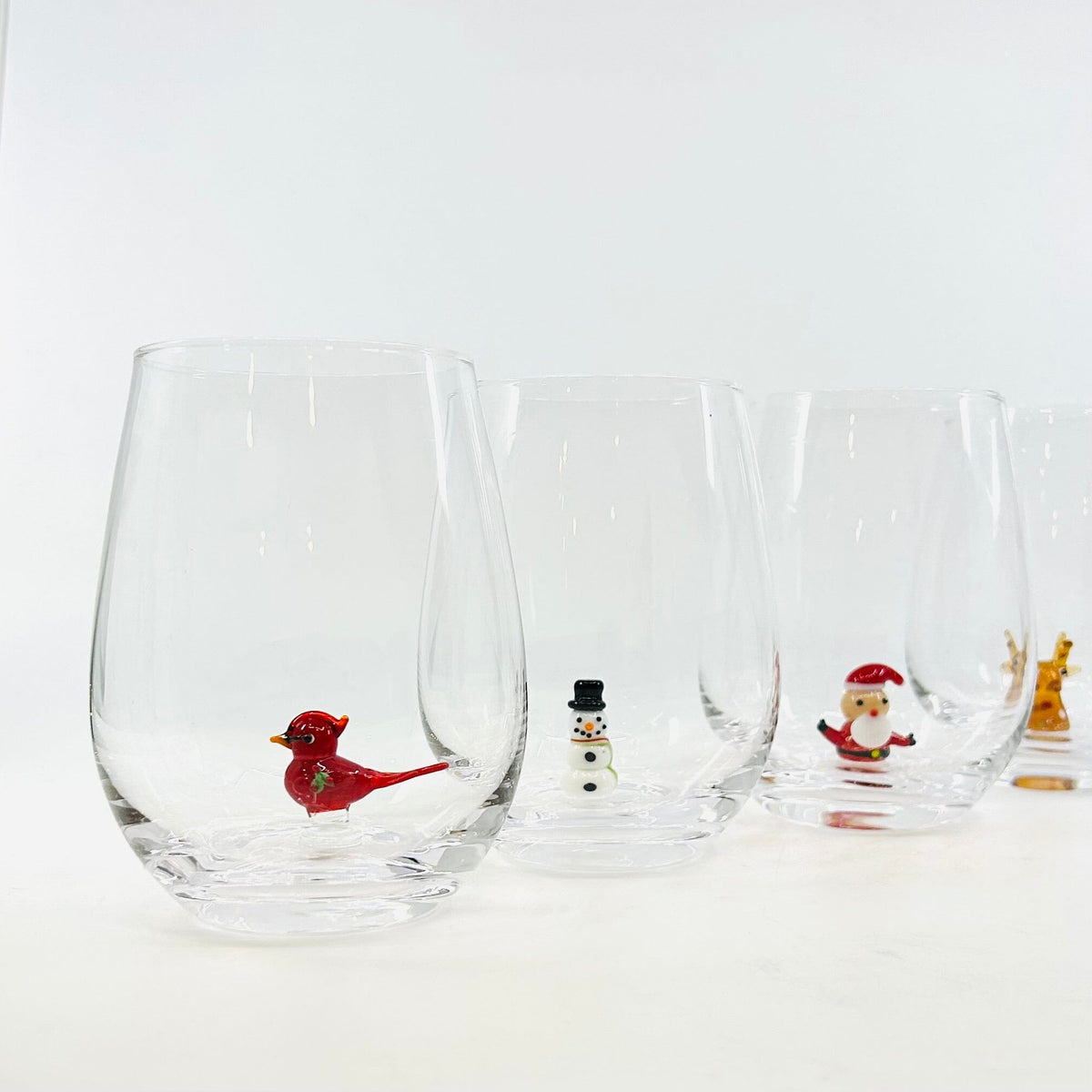 Holiday Icon Stemless Wine Glass, Snowman Creative Co-Op 