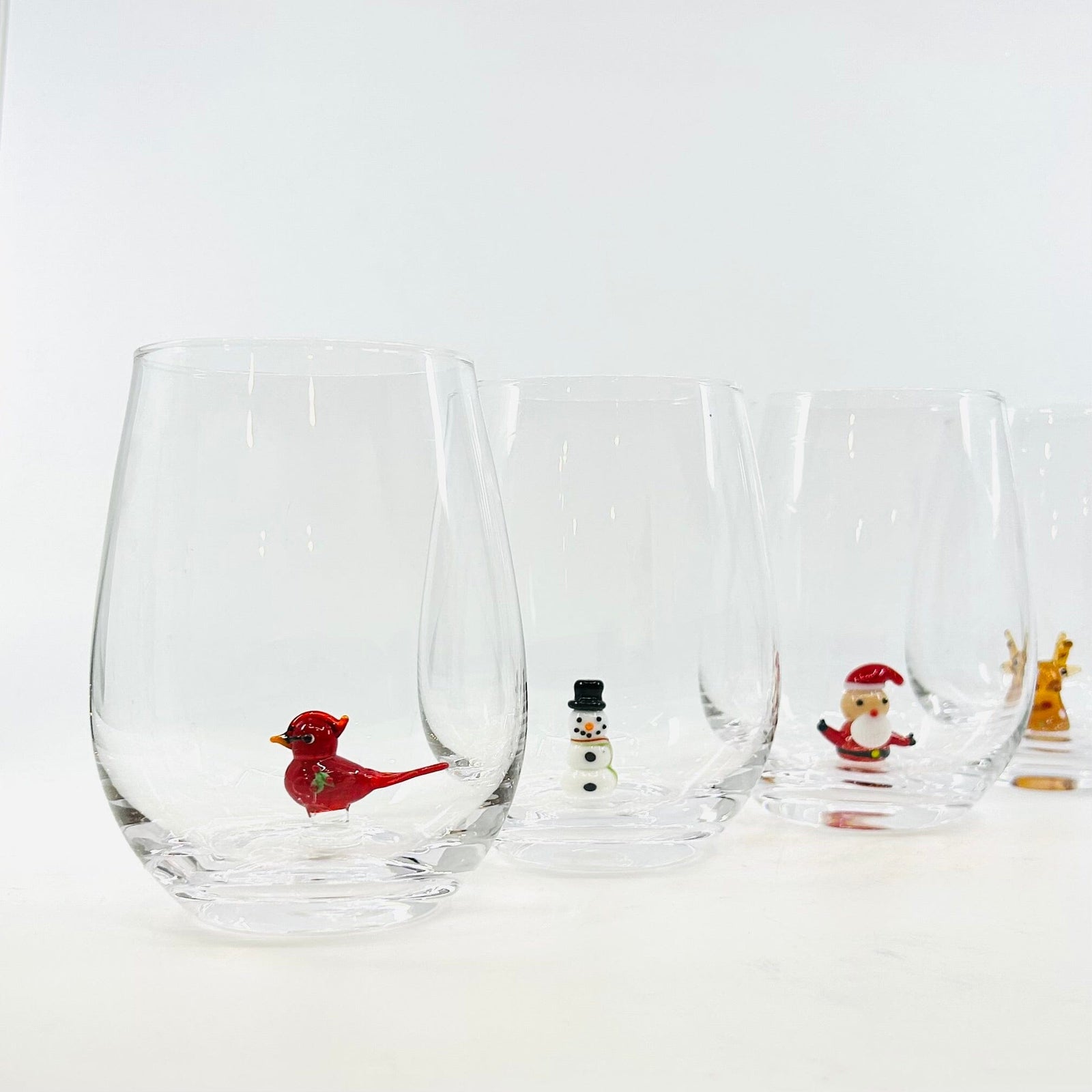 Holiday Icon Stemless Wine Glass, Snowman Creative Co-Op 