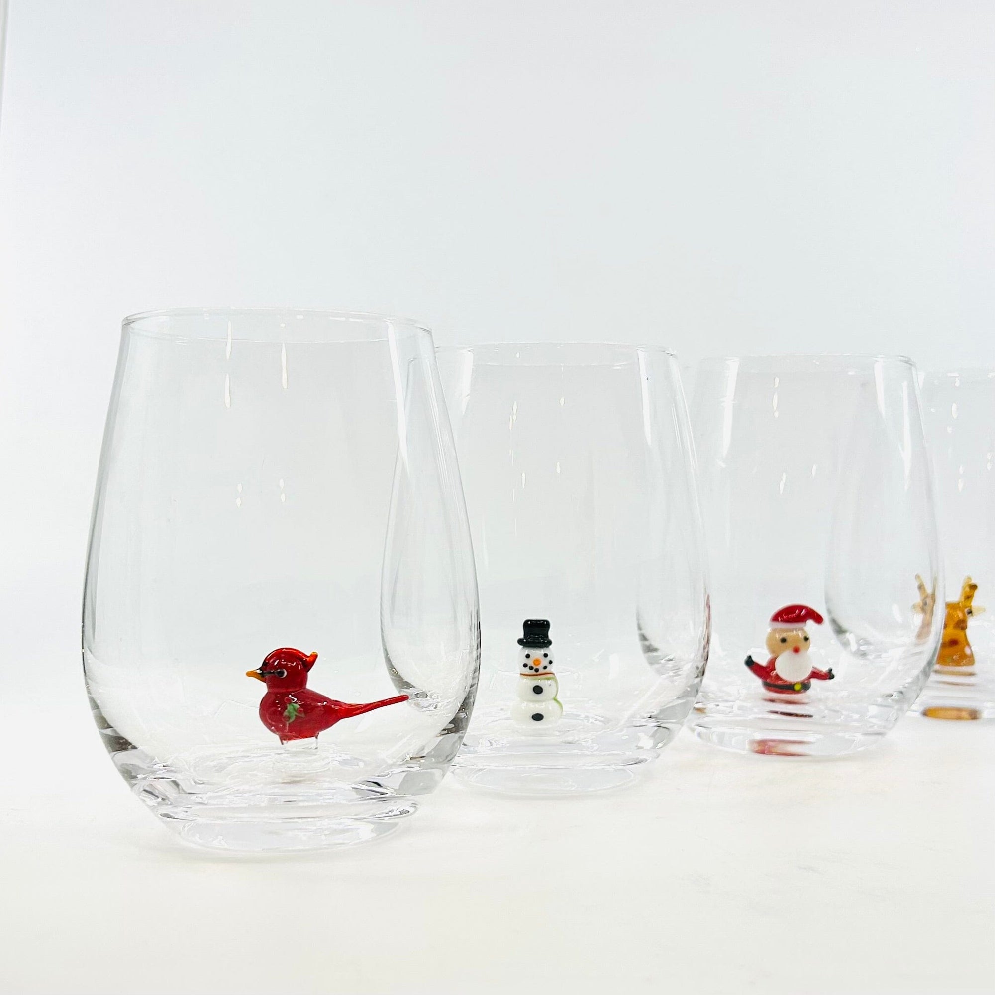 Holiday Icon Stemless Wine Glass, Snowman Creative Co-Op 