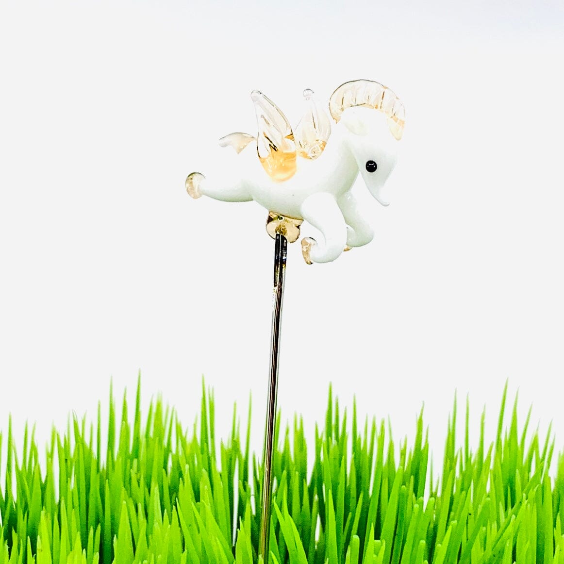 Tiny Glass Animal Garden Stake 21, Pegasus Decor - 
