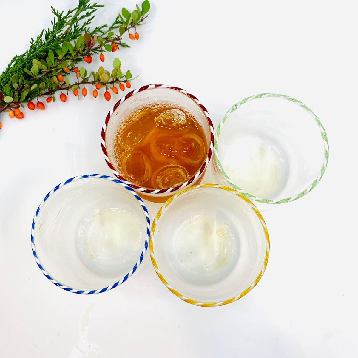 Candy Cane Rim Glass, Gold Decor Creative Co-Op 