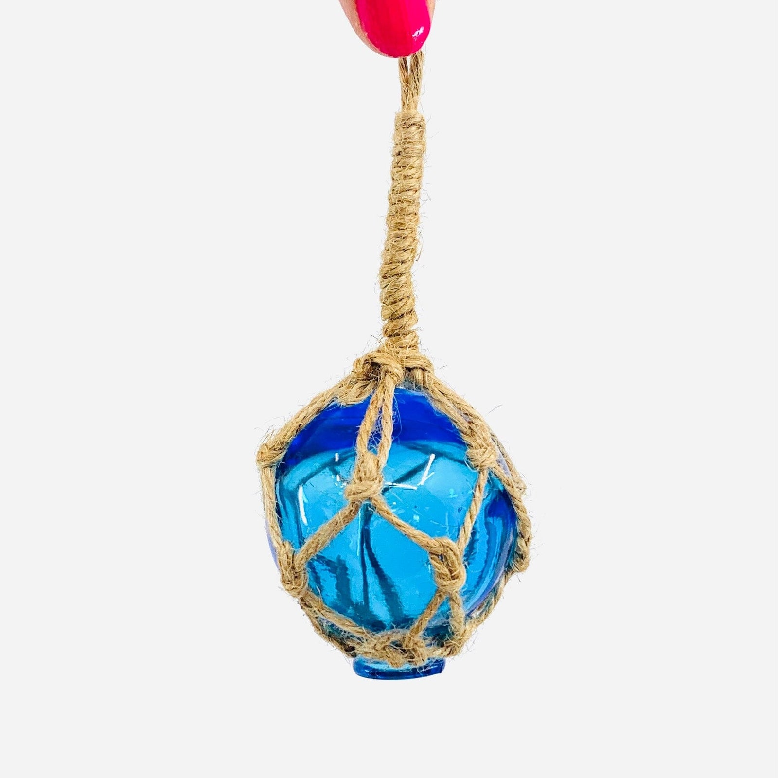 Macramé Glass Ball Ornament - Aqua Chesapeake Bay 