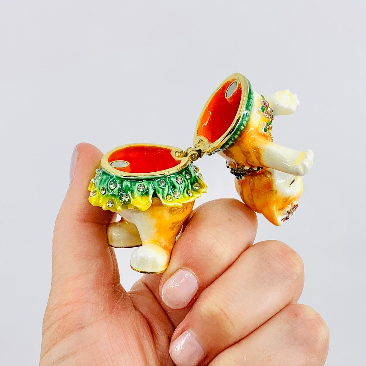 Bejeweled Enamel Trinket Box 32, Hula Cat Decor Kubla Craft 