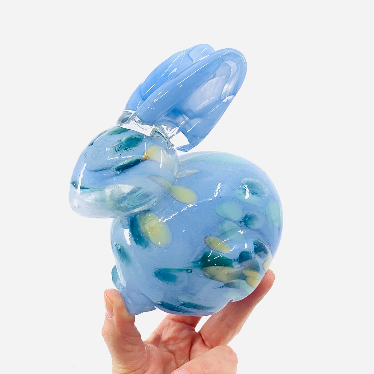 Glass Chubby Bunny, Spotted Blue Diamond Star 