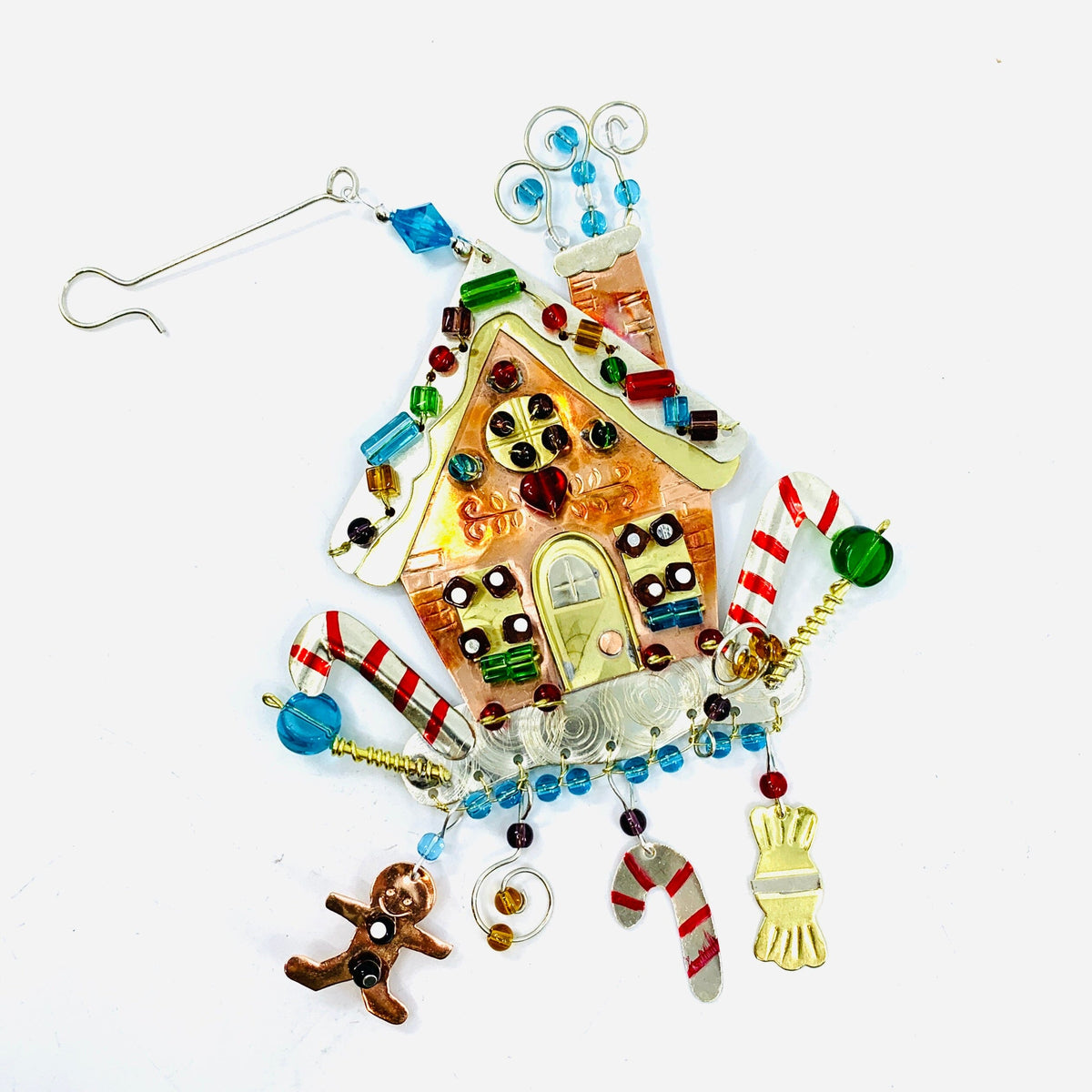 Mixed Metal Ornament, Gingerbread House Miniature Pilgrim Imports 