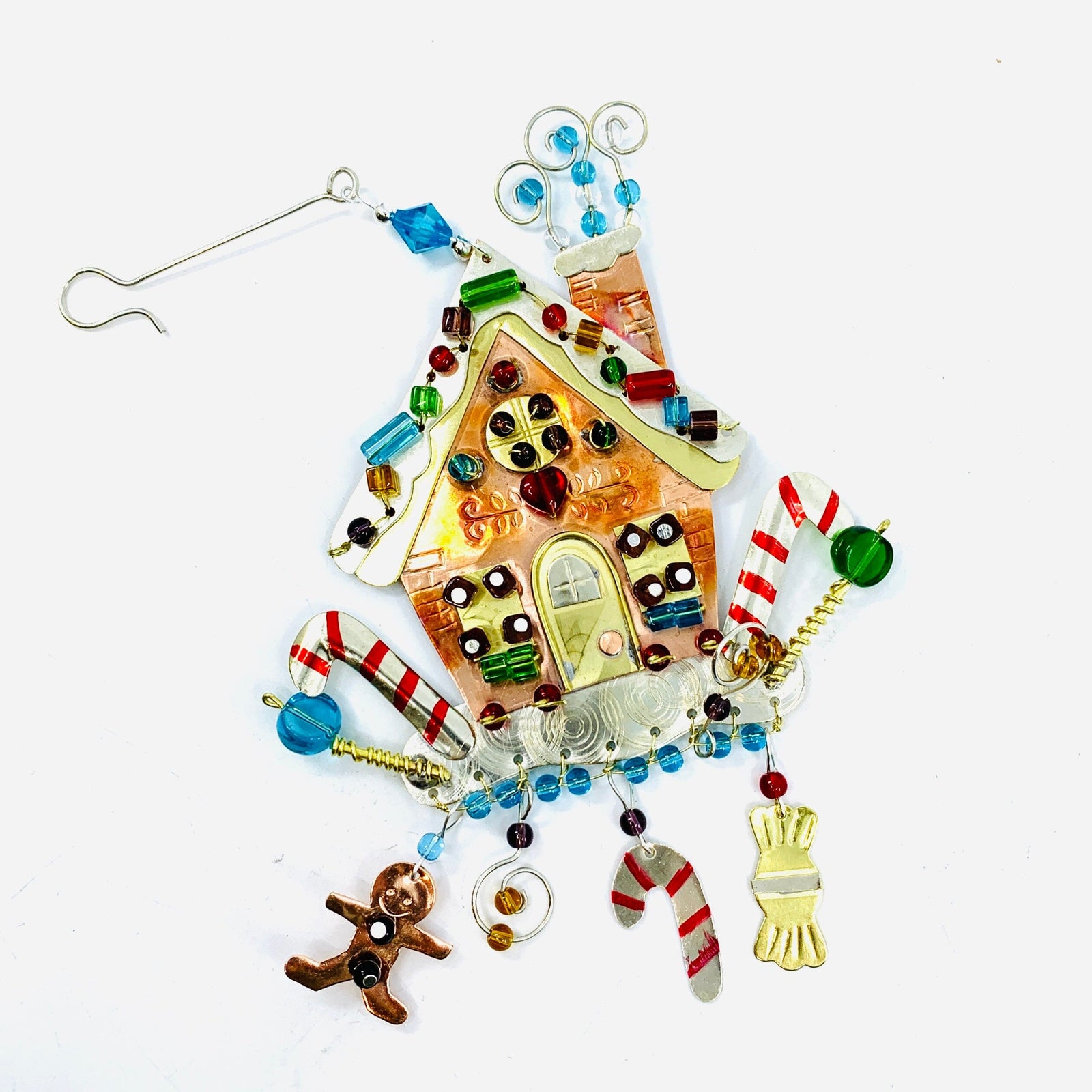 Mixed Metal Ornament, Gingerbread House Miniature Pilgrim Imports 