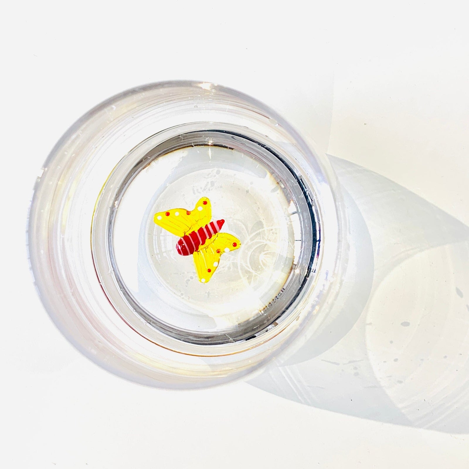 Tiny Animal Large Pour Wine Glass, Yellow Butterfly Decor Creative Co-Op 