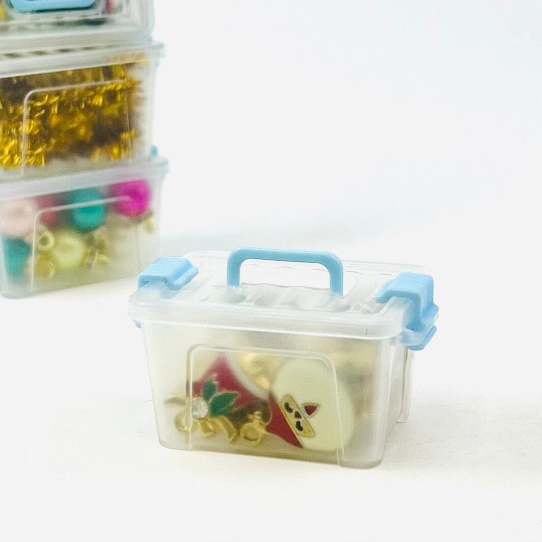 Tiny Attic Tote of Christmas Brass Enamel Ornaments Miniature - 