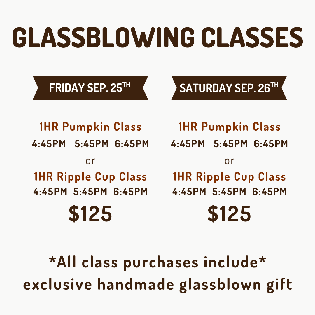 Fall Fest 2026: Glass Pumpkin Patch, Artisan Market, & Glass Classes Class Luke Adams Glass Blowing Studio 