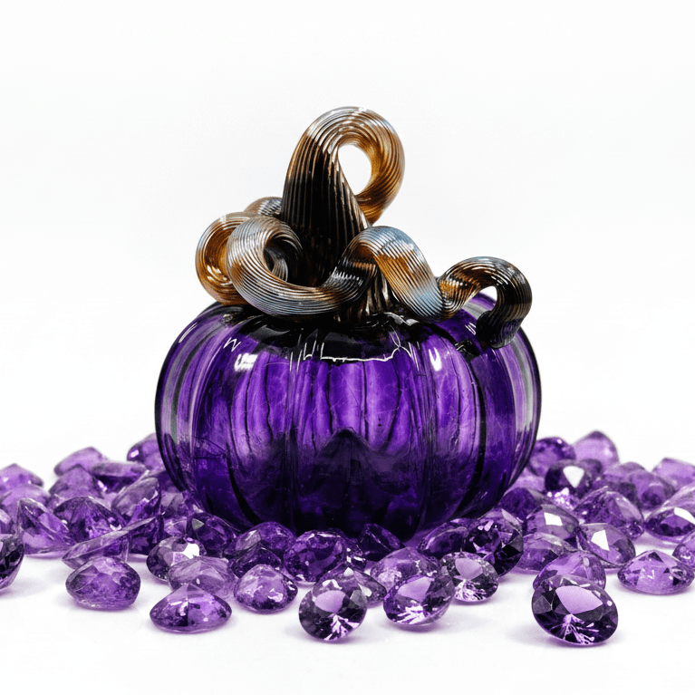 Mini Pumpkin, Amethyst Pumpkin Luke Adams Glass Blowing Studio 