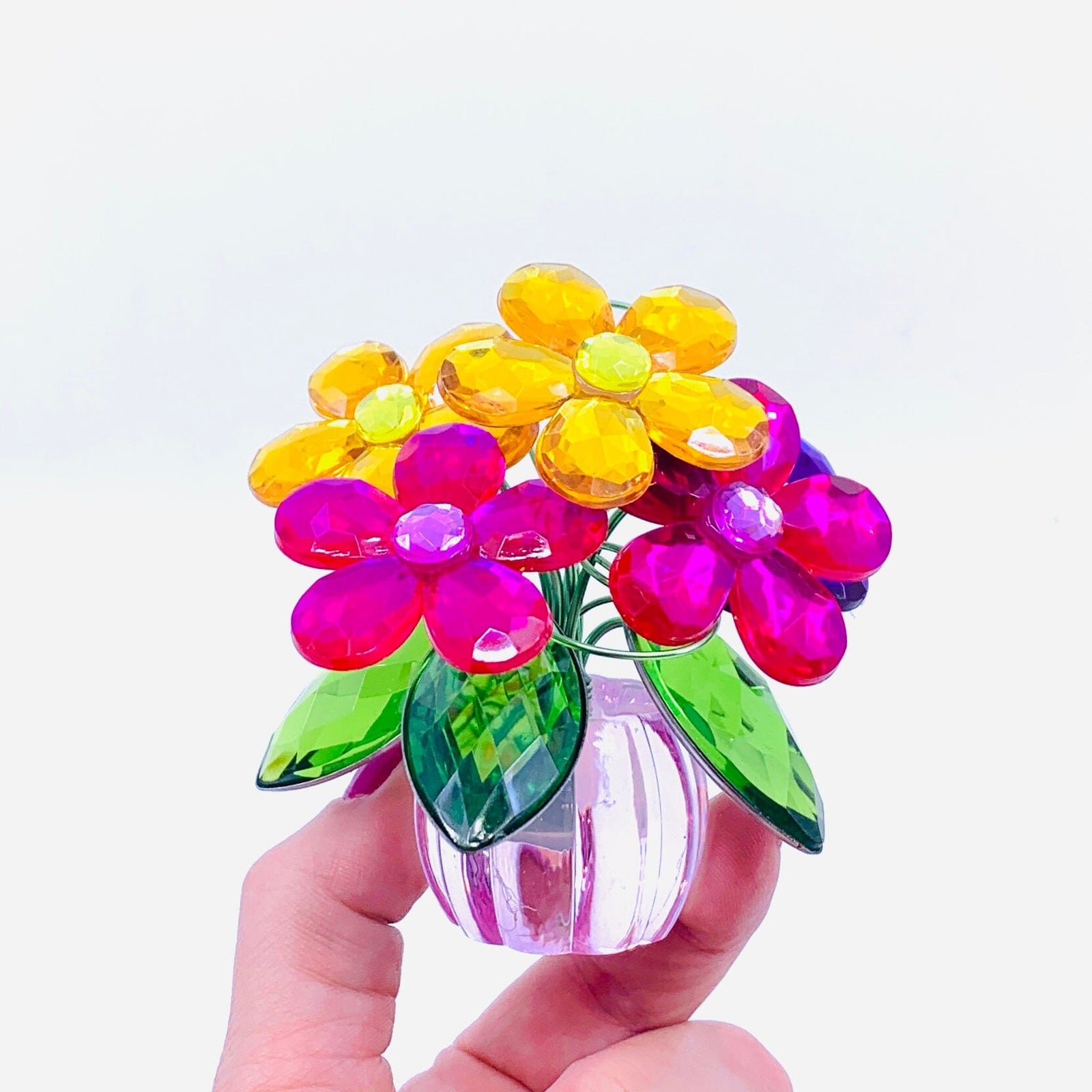 Acrylic Bouquet 2, Pansy Pink Decor GANZ 