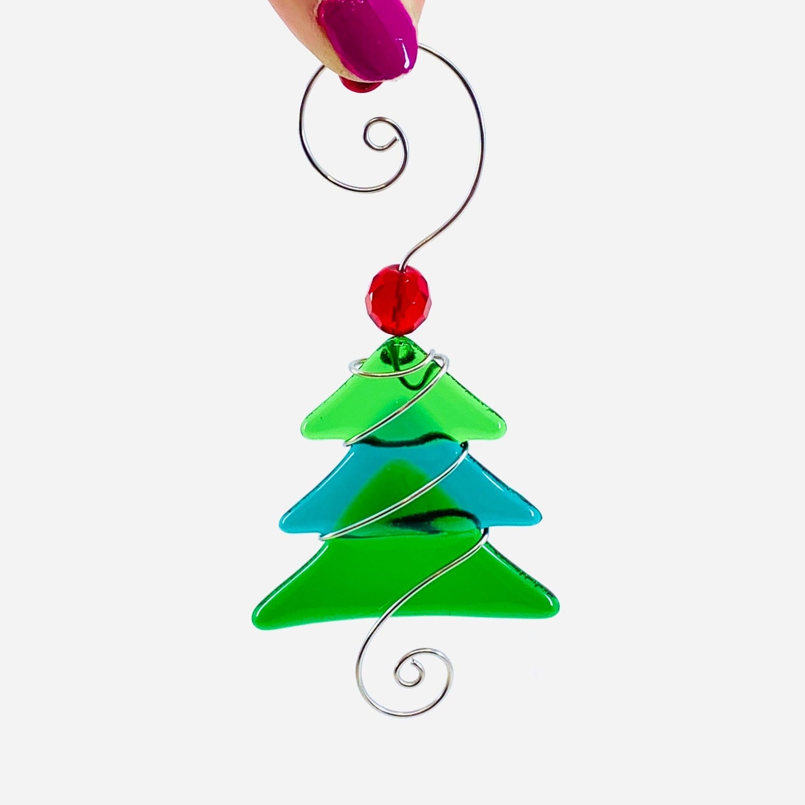 Small Fused Glass Tree, Green Ornament Haywire Art 