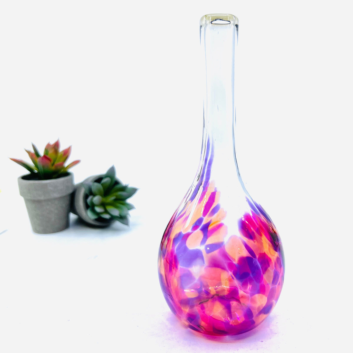 Small Tall Neck Vase Decor Henrietta Glass Pink/Purple 