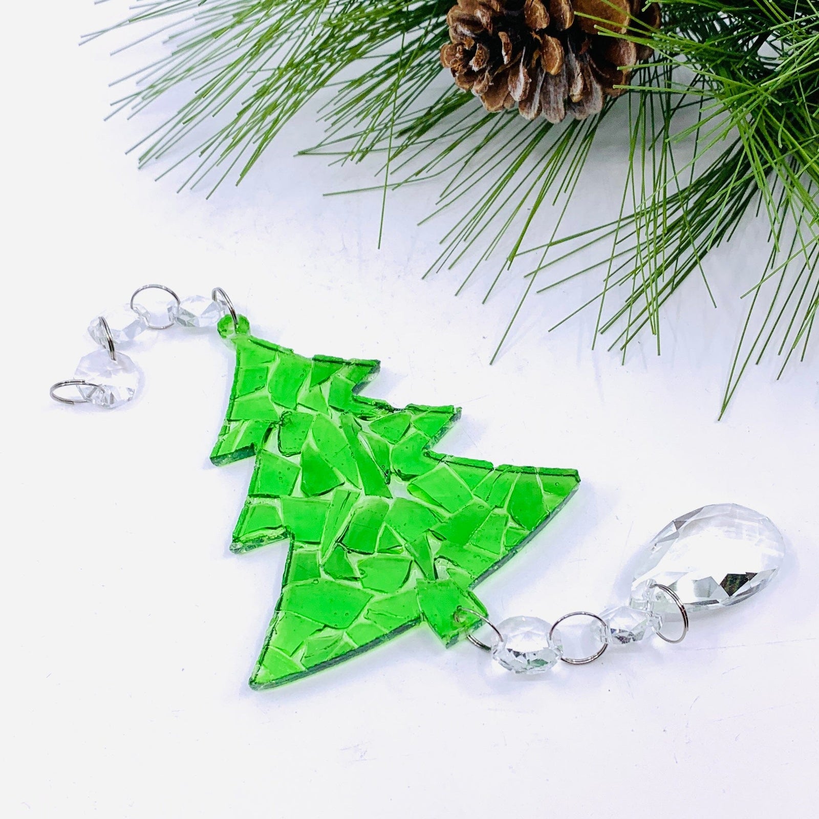 Stained Glass Tree Ornament, Green Ornament Oh My Sweetie 