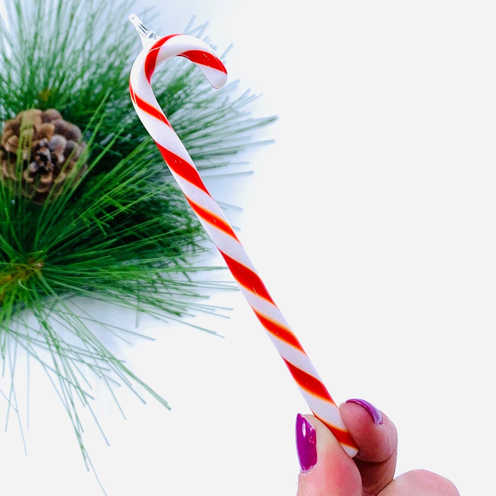 Glass Candy Cane Ornament 238, Peppermint Holiday - 