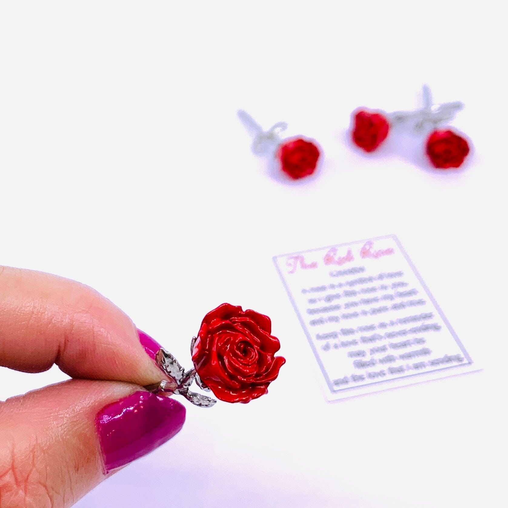 The Red Rose Pocket Charm Miniature GANZ 