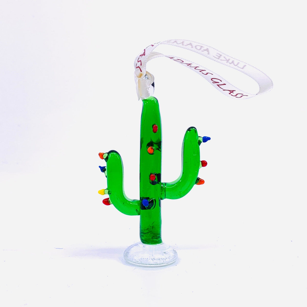 Ribbon Glass Ornament 10, Christmas Cactus Art Studio 