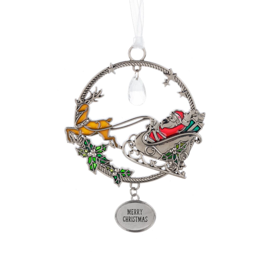 Metal Wreath Ornament - Merry Christmas Ornament GANZ 