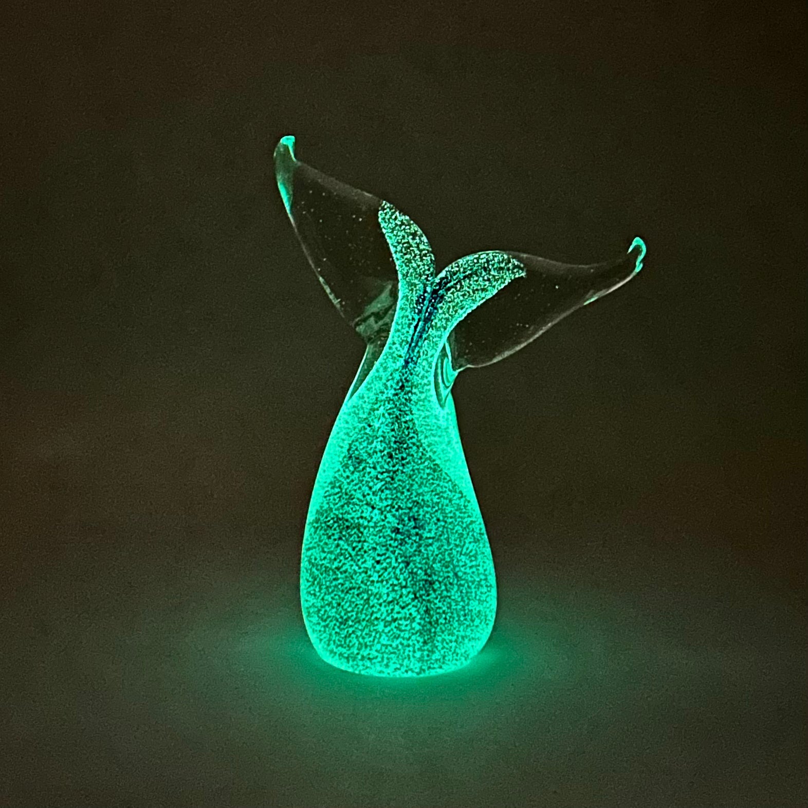 Glass Glow in The Dark Whale Tail Paperweight Decor Chesapeake Bay 