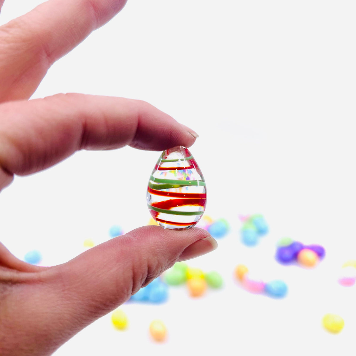 Mini Glass Egg-stravaganza 3 Red and Green Swirl Amazon 