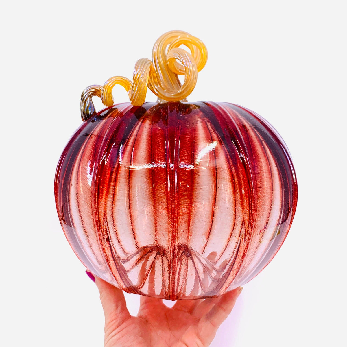 Cranberry Pumpkin, Large Pumpkin Luke Adams Glass Blowing Studio 