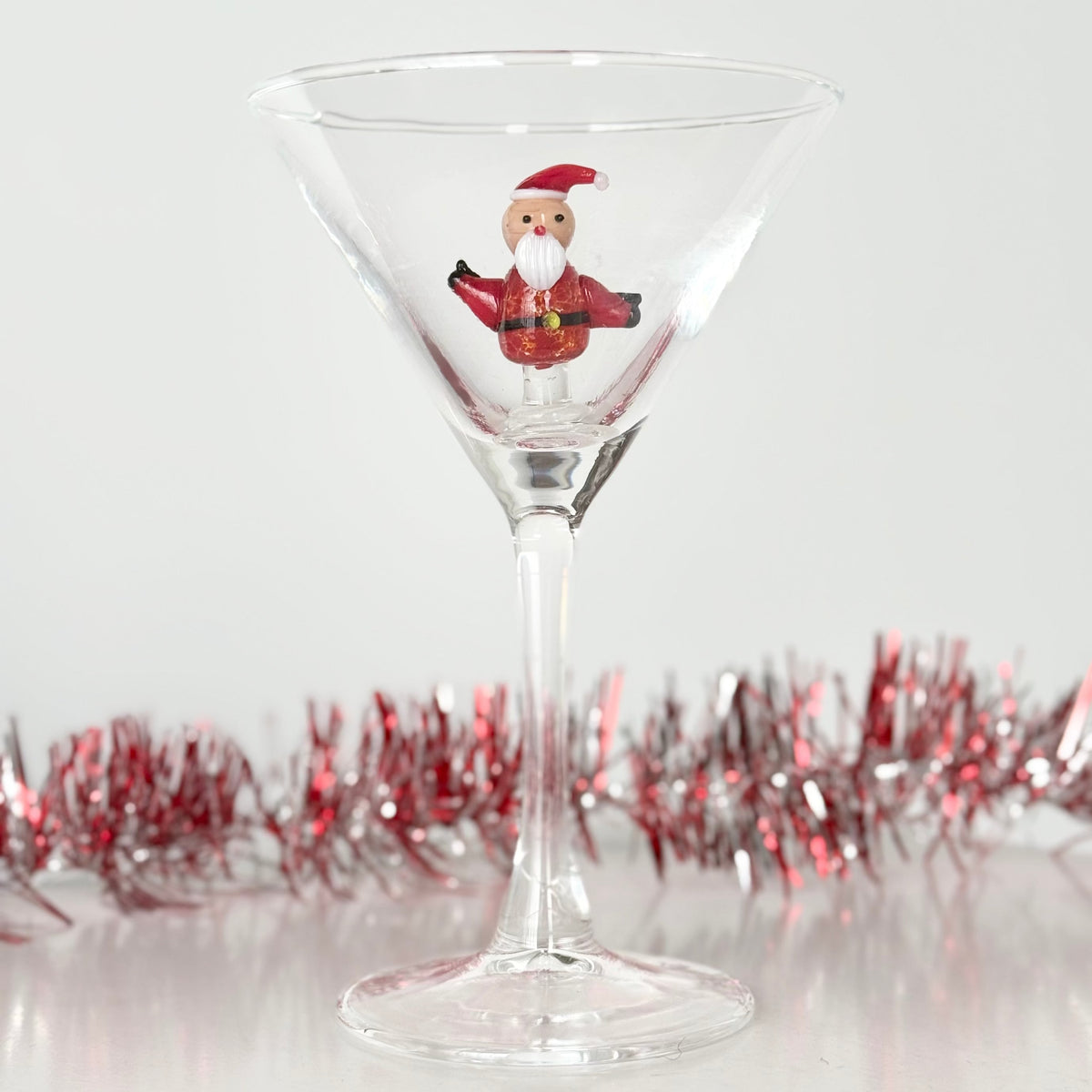 Holiday Icon Martini Glass Creative Co-Op Santa 