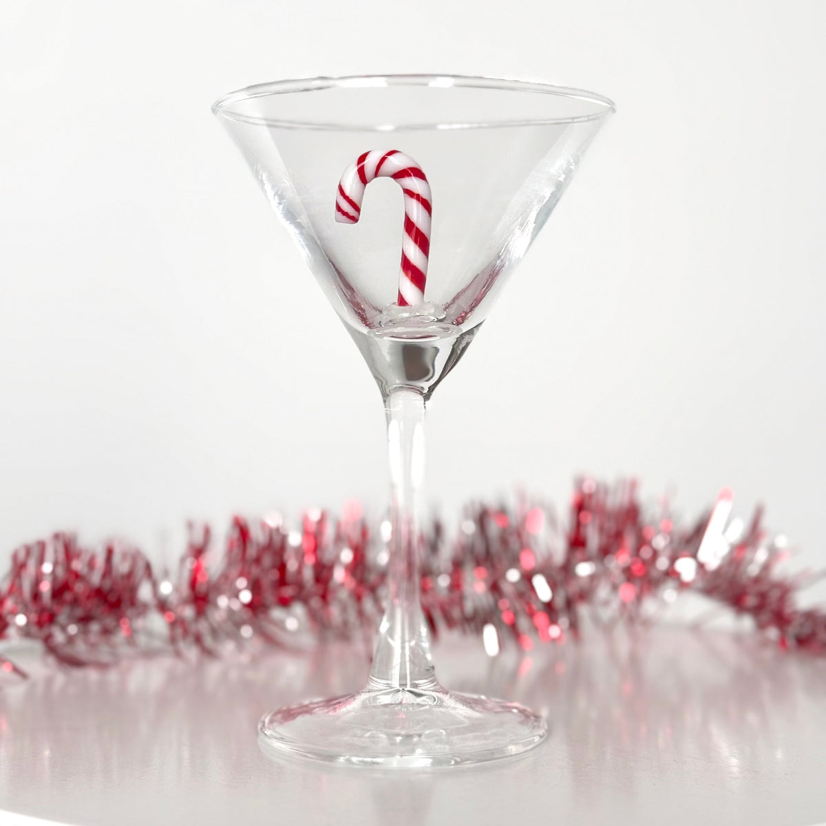 Holiday Icon Martini Glass Creative Co-Op Candy Cane 