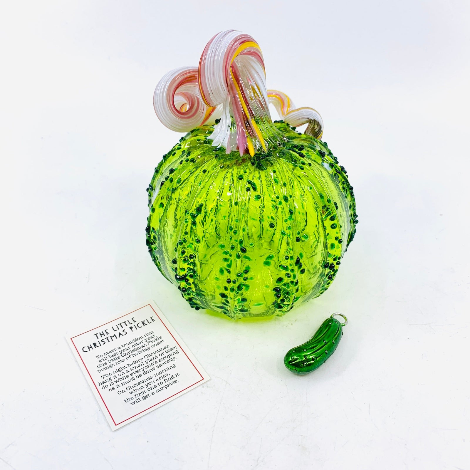 Daily Pumpkin 1963 Christmas Pickle Mini Signed by Luke Adams Gabby Luke Adams Glass Blowing Studio 