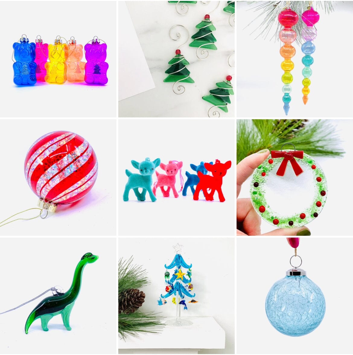 Crackle Glass Ornament 3.5" Aqua Glass, 13 India House Brass 