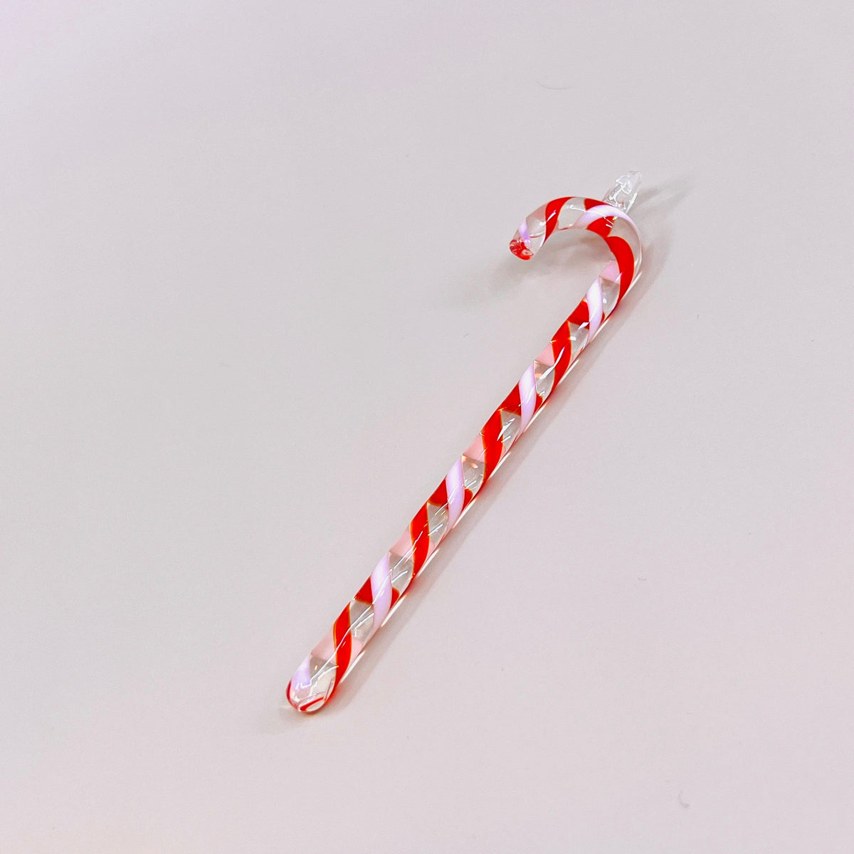 Clear Glass Candy Cane Ornament 237 Holiday - White/Red/Clear 