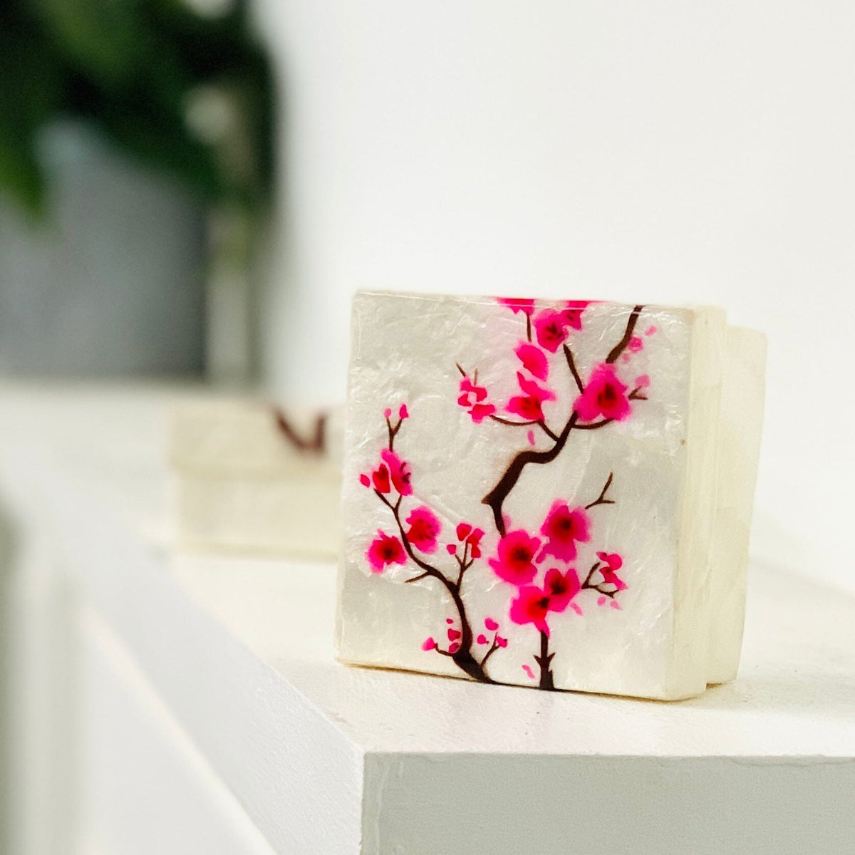 Capiz Shell Trinket Box 8, Cherry Blossom Decor Kubla Craft 