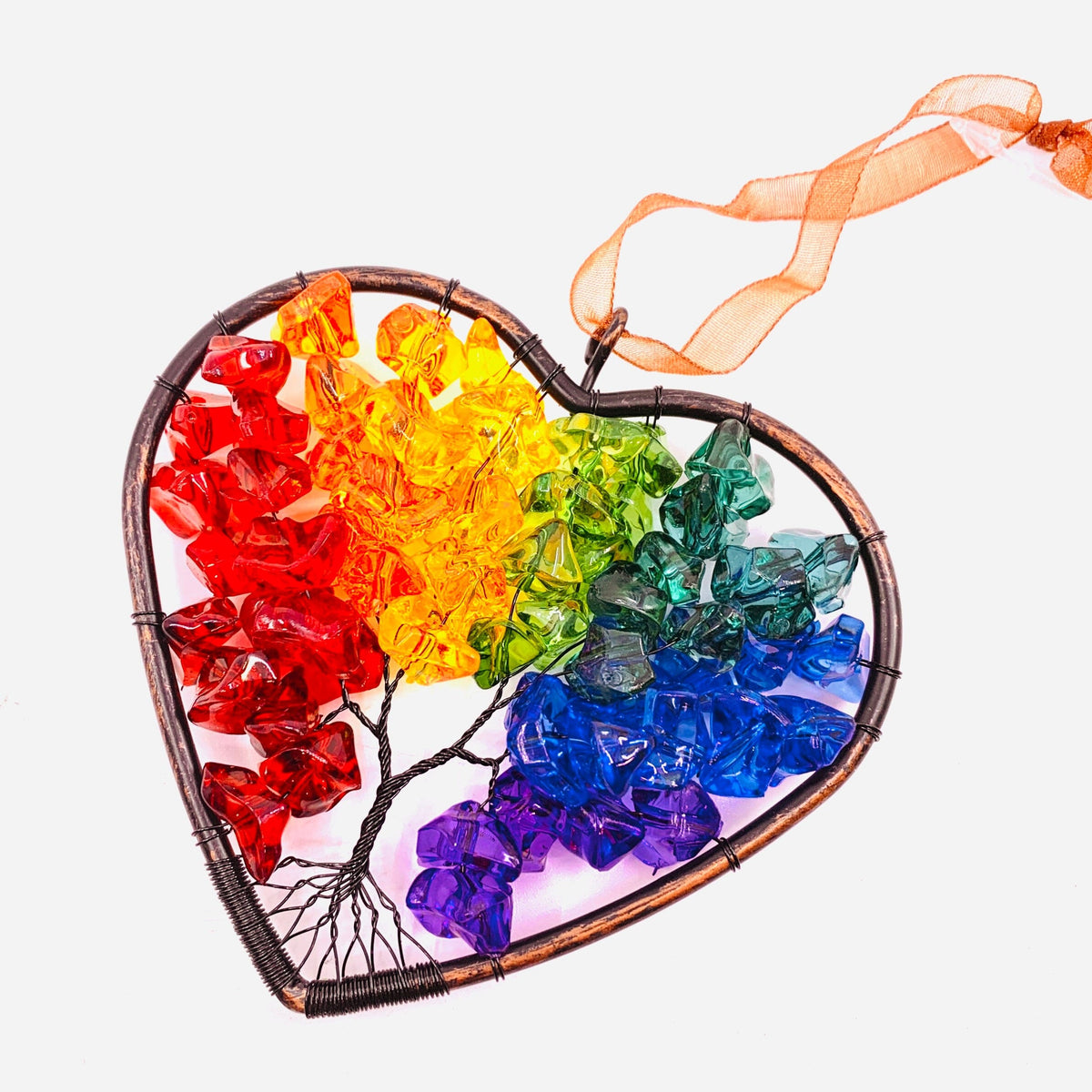 Rainbow Crystal Heart Ornament Ornament GANZ 