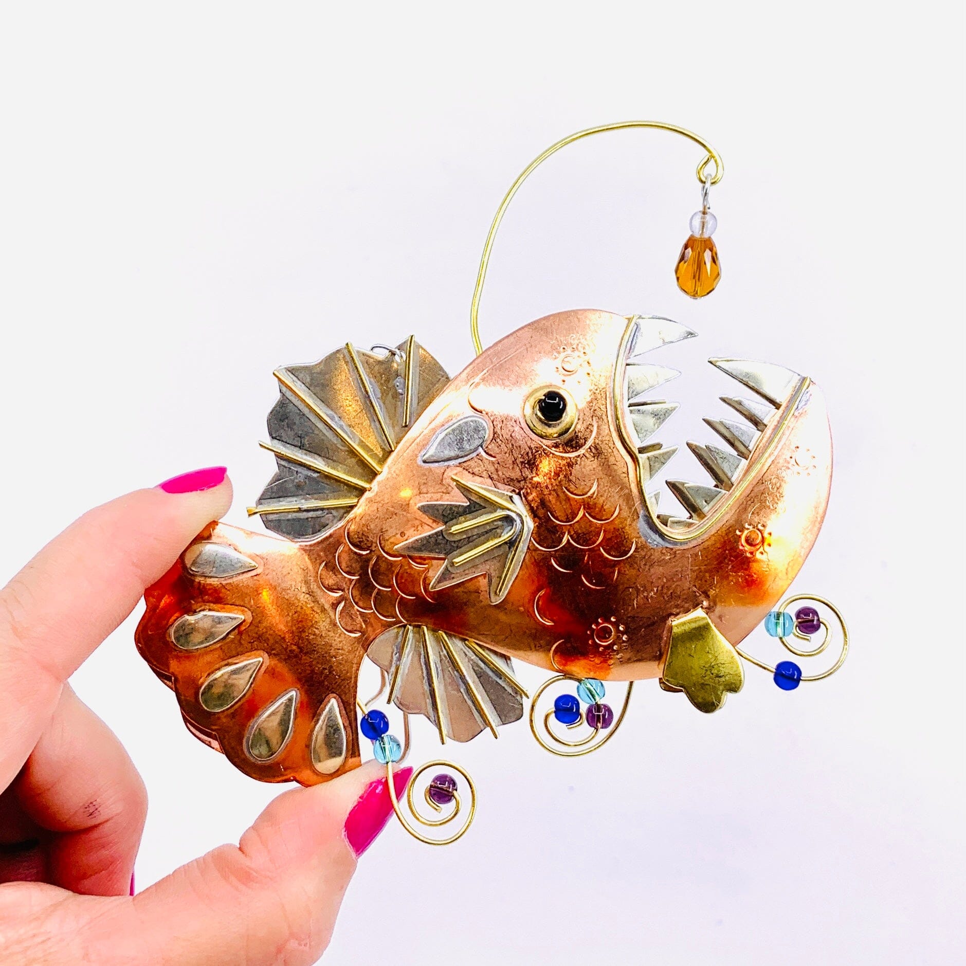 Mixed Metal Ornament, Angler Fish 9 Ornament Pilgrim Imports 