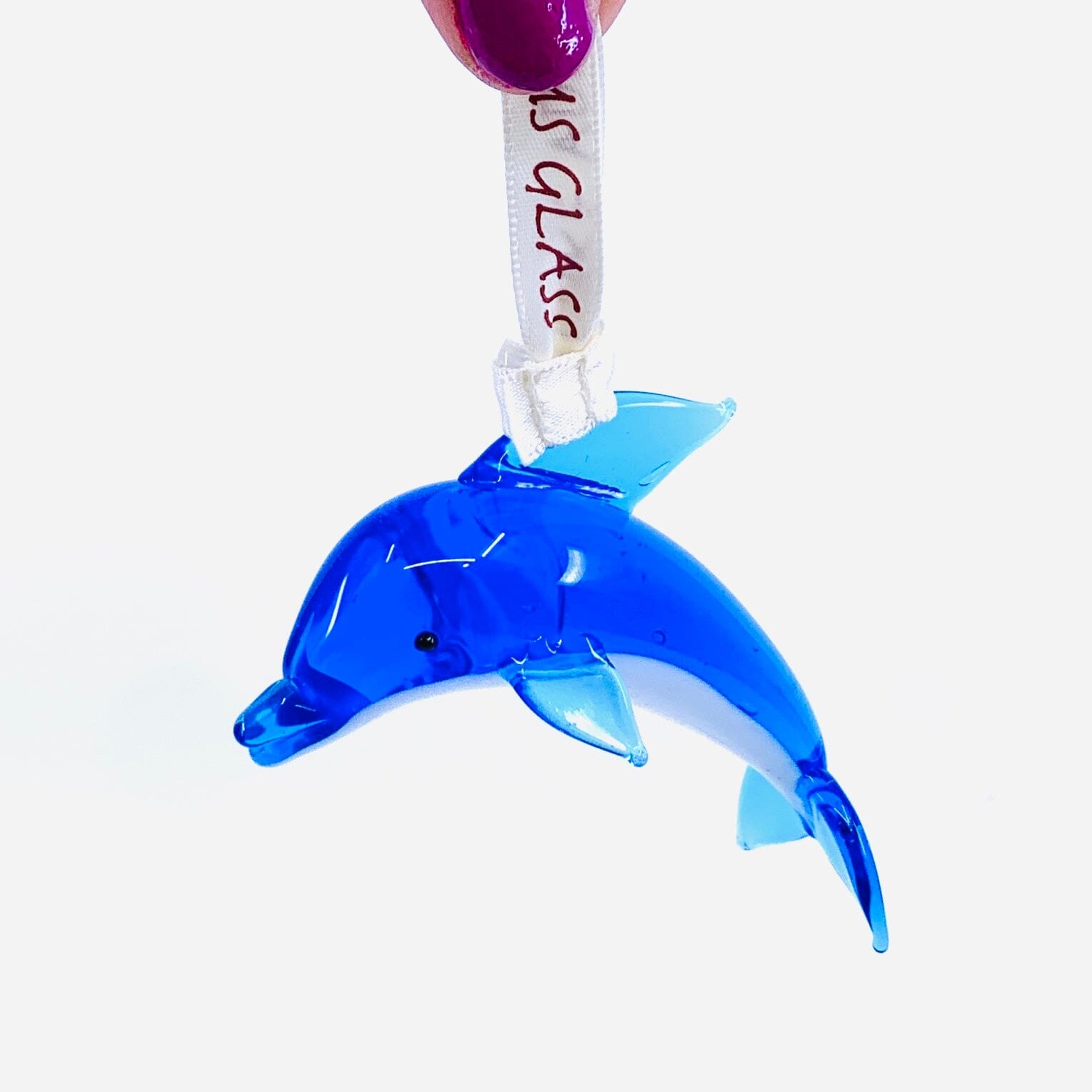 Ribbon Glass Ornament 13, Dolphin Art Studio 