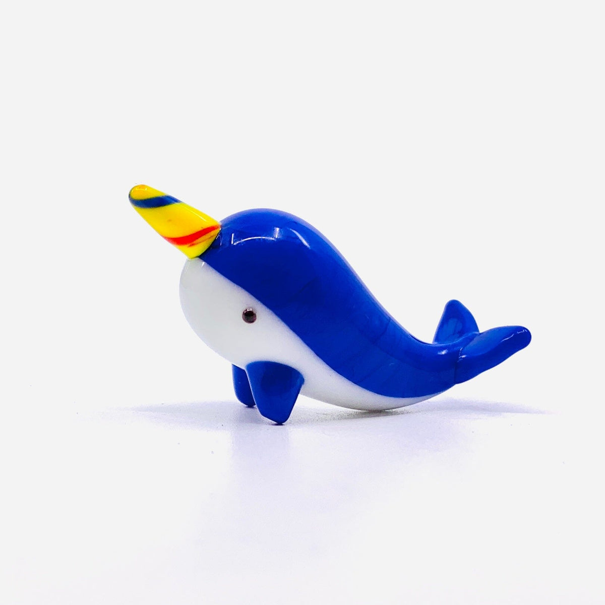 Tiny Glass Narwhal Blue, 107 Miniature - 