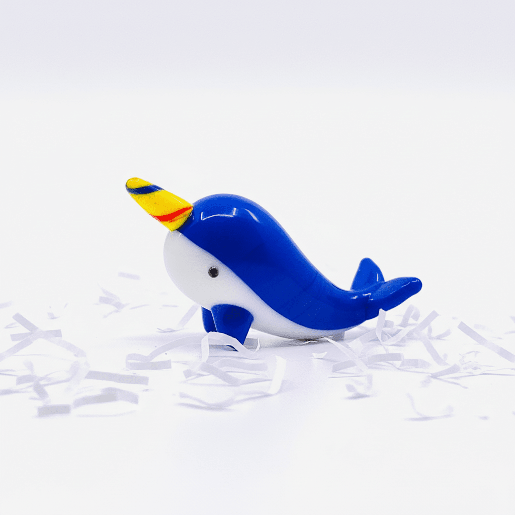 Tiny Blue Glass Narwhal Miniature - 