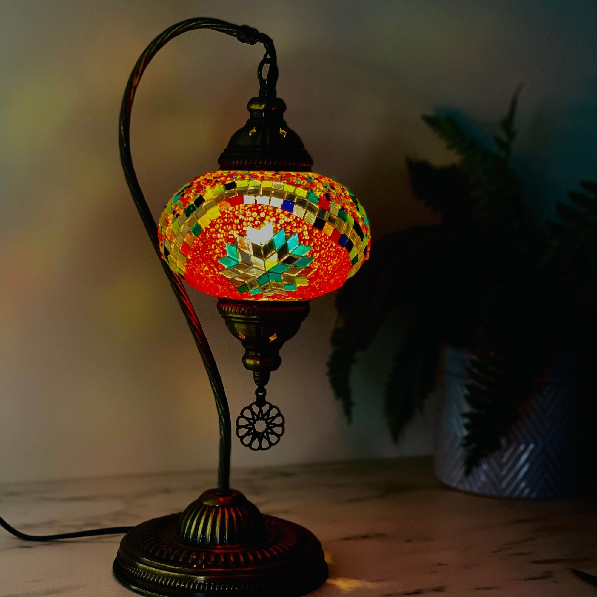 Half Heart Turkish Mosaic Lamp, 4 Decor Natto USA 